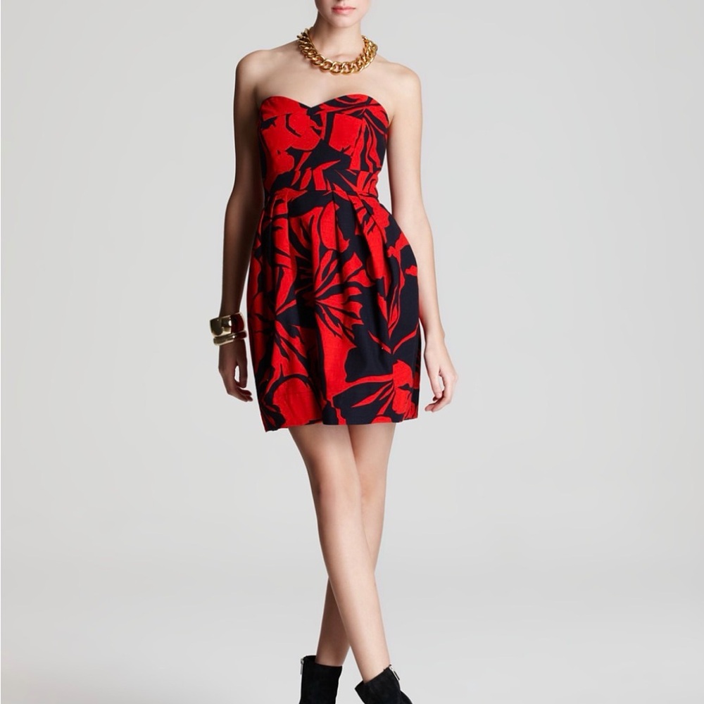 Shoshanna Dress - Mia Tropical Print Strapless Dress